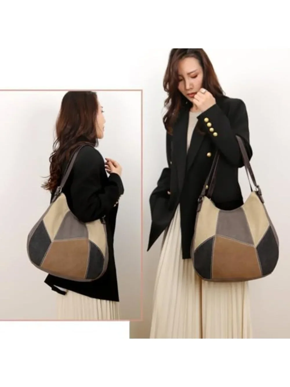 Colorful Canvas Hobo Shoulder Bag - Stylish, Spacious Tote for Everyday Use